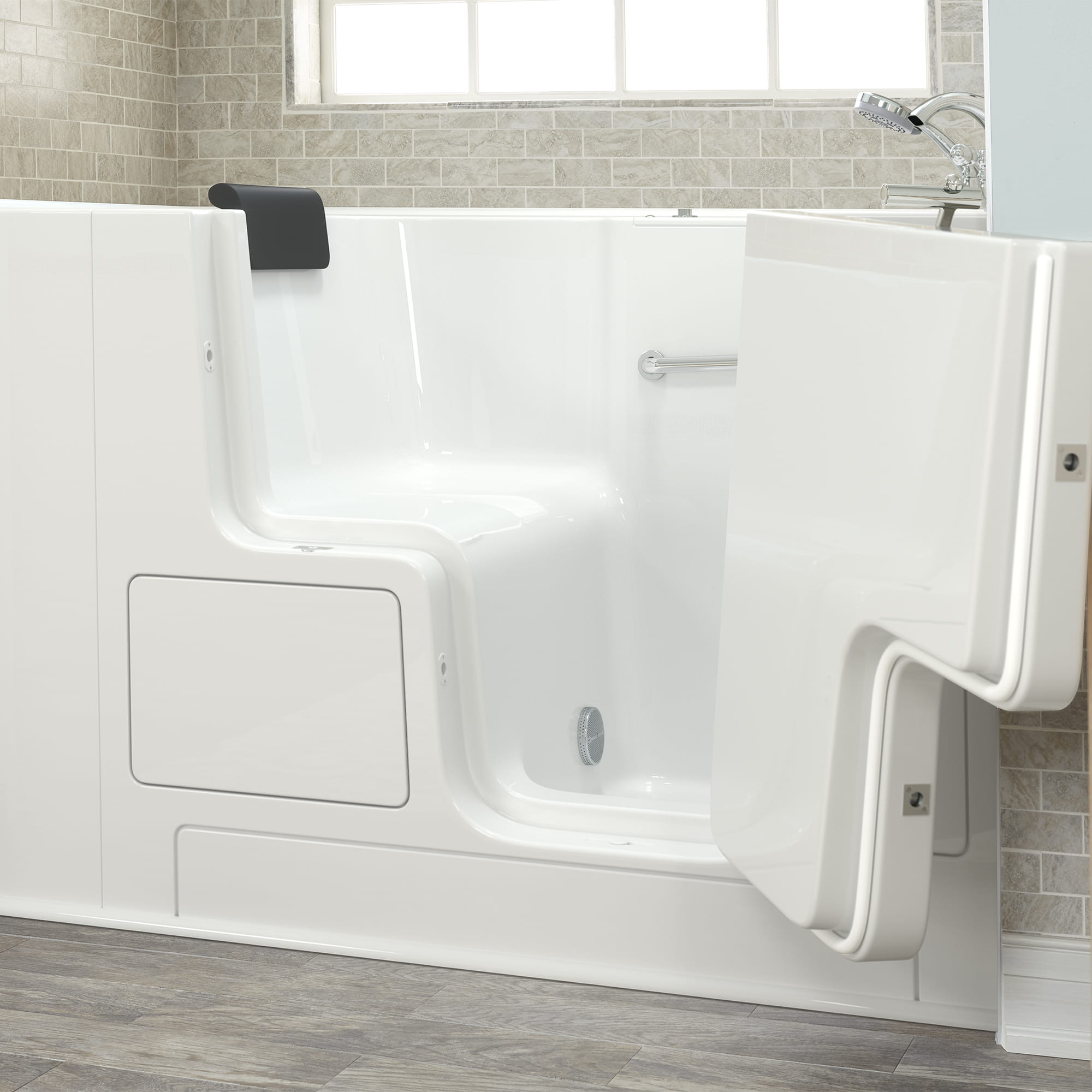 Gelcoat Premium Series 32 x 52 -Inch Walk-in Tub With Soaker System - Right-Hand Drain With Faucet